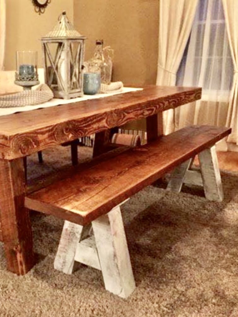 4′ Farm Style Bench – A Frame Base - Chic & Antique